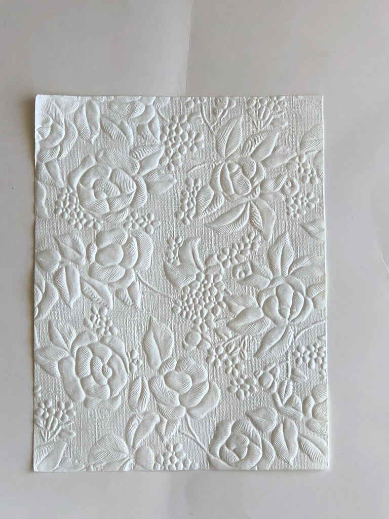 8.5x11 Handmade Paper - Embossed Floral Ivory