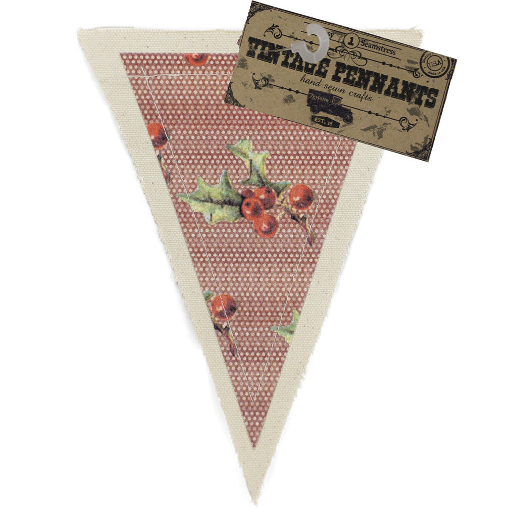 7gypsies Vintage Pennant - Holly Berries
