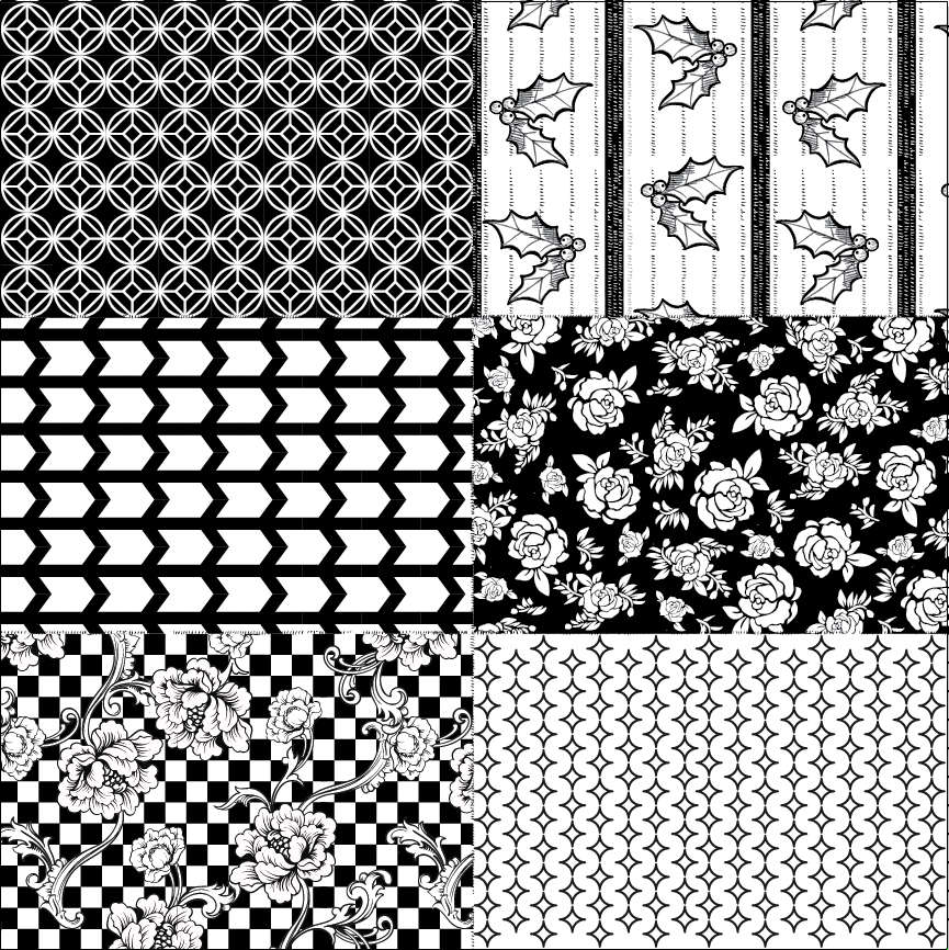 Black Patchwork on White Paper