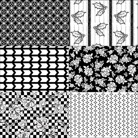 Black Patchwork on White Paper