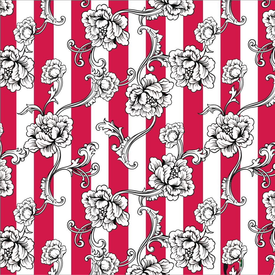 Red Stripe Flower on White Paper