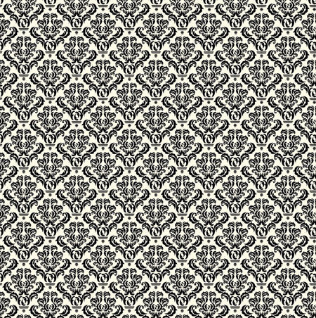 Black and Ivory Damask Paper