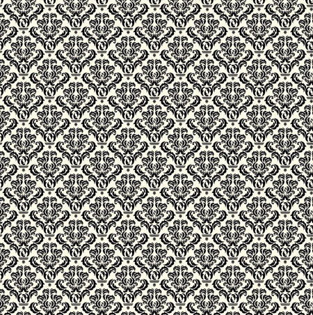 Black and Ivory Damask Paper
