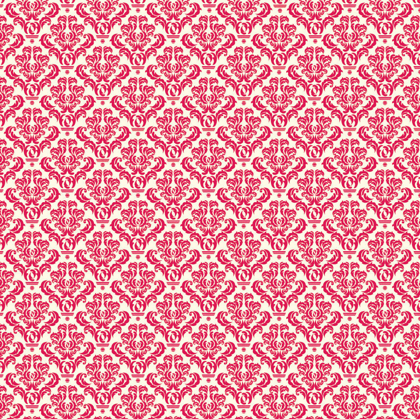 Red and Ivory Damask Paper