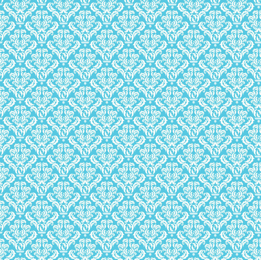 Turquoise and White Damask Rev Paper