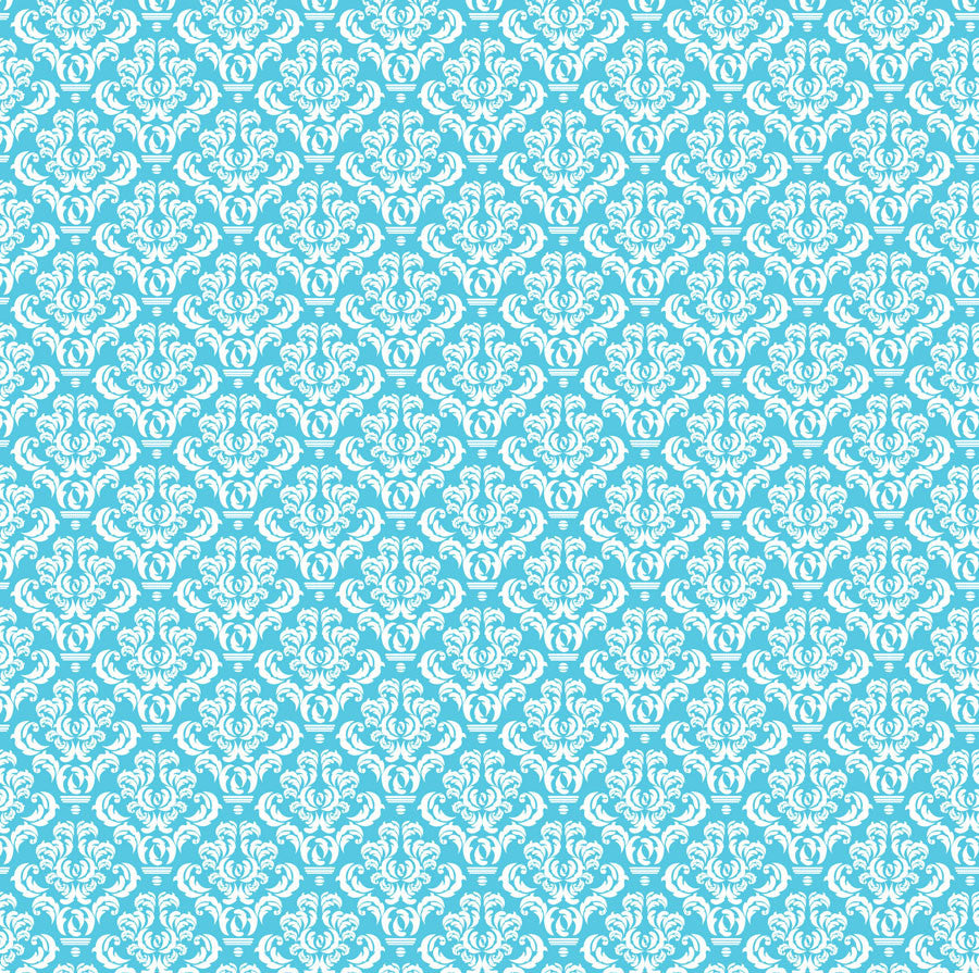 Turquoise and White Damask Rev Paper