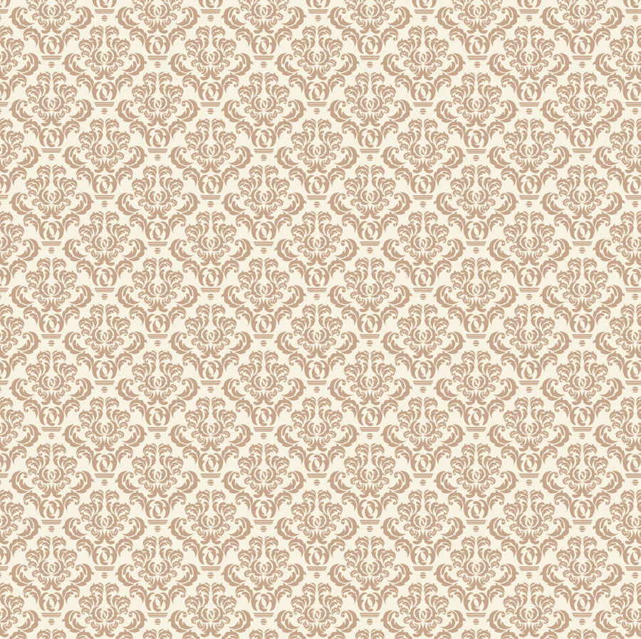 Tan & Ivory Damask Paper
