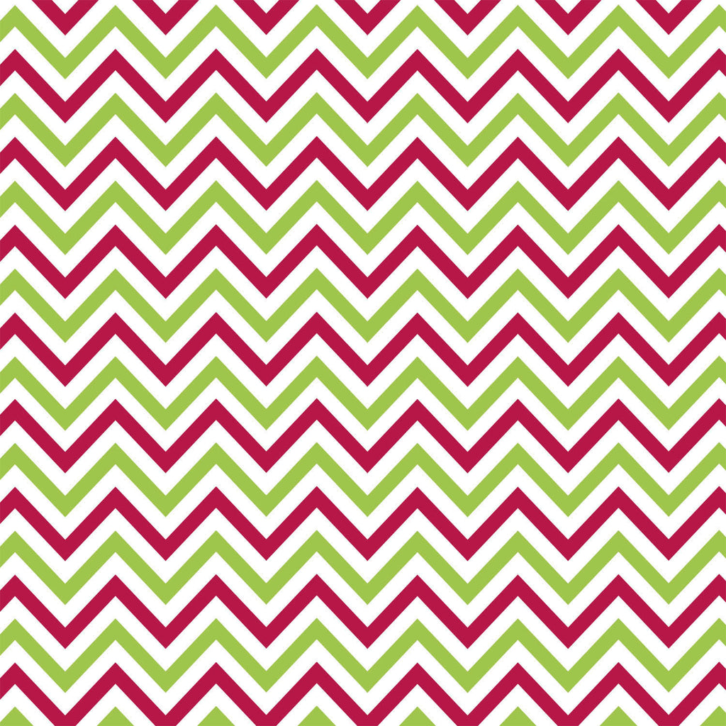 Jolly: Red & Green Mini Chevron on White Paper