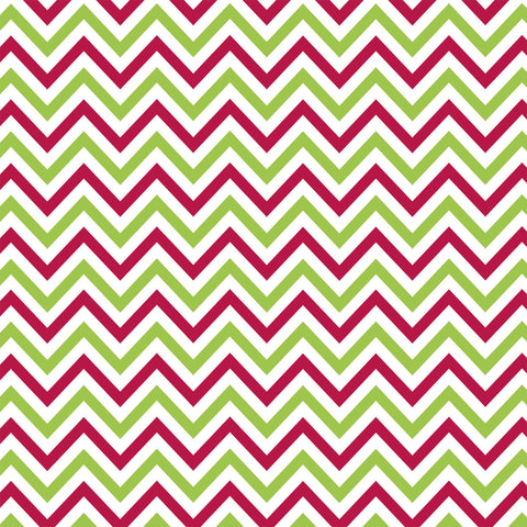 Jolly: Red & Green Mini Chevron on White Paper