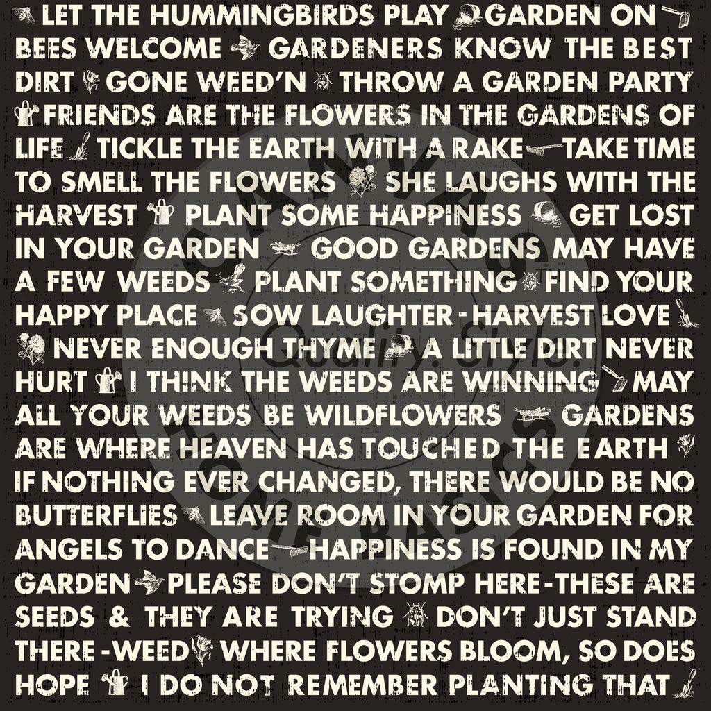 The Watering Can: Garden Words on Ivory Rev Paper