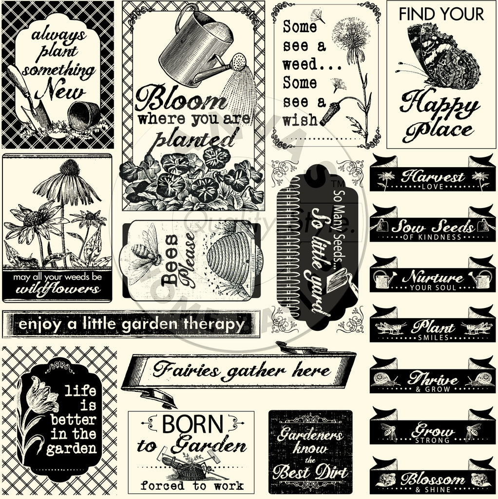 The Watering Can: Garden Sayings on Ivory Paper
