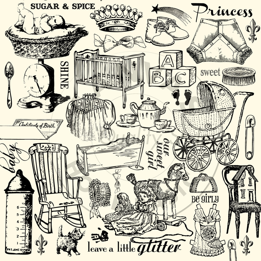 Baby Girl: It's A Girl on Ivory Paper