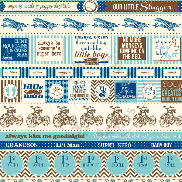 Baby Boy: It's A Boy Stripe on Ivory Paper