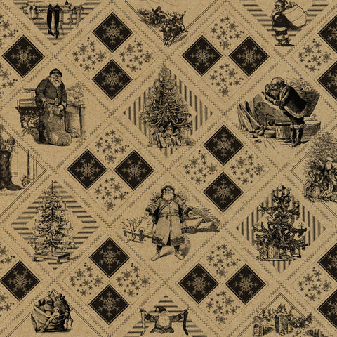 Farmhouse Christmas Patchwork on Kraft Paper