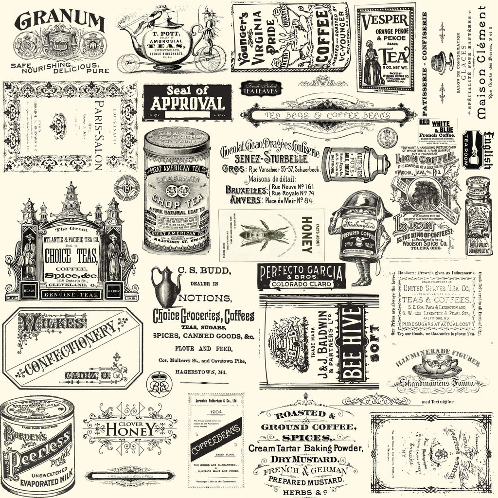 Beans and Bags: Coffee and Tea Labels on Ivory Paper
