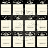 Heirloom Collection:  Calendar Months Paper