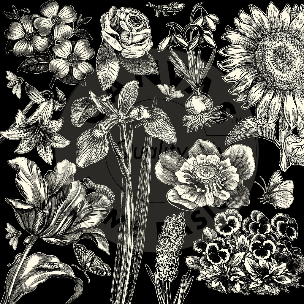 Spring Showers:  Spring Flowers Rev on Ivory Paper