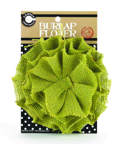 Burlap Flower - Avocado Green