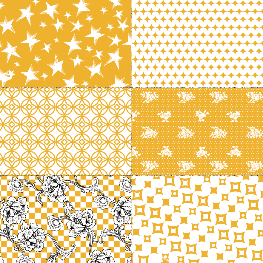Gold Patchwork on White Paper