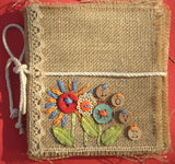 Stitched Book - Burlap  6" x 6"