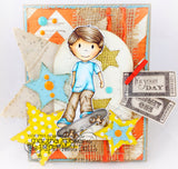 Orange and Ivory Chevron Paper