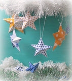 Royal Blue Patchwork on White Paper