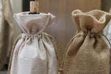 Wine Bag - Drawstring Canvas or Burlap Wine Tote