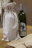 Wine Bag - Drawstring Canvas or Burlap Wine Tote