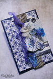 Royal Blue Patchwork on White Paper