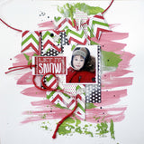 Jolly: Red & Green Mini Chevron on White Paper