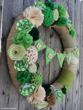Green and Ivory Ribbon Stripe Paper