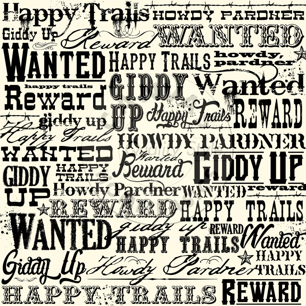 Boots and Saddle Words on Ivory Paper
