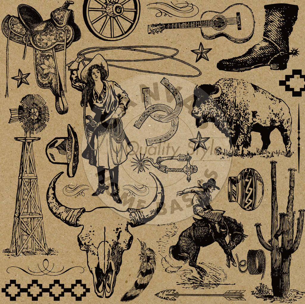 Boots and Saddle on Kraft Paper