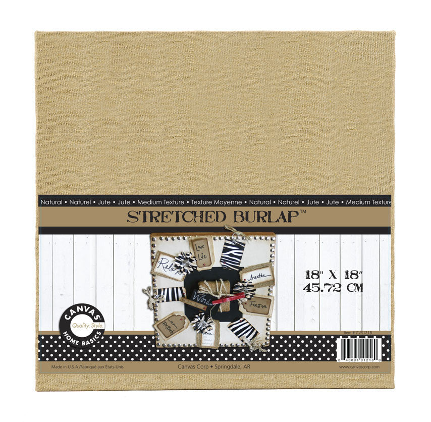 Stretched Natural Burlap - 18 x 18