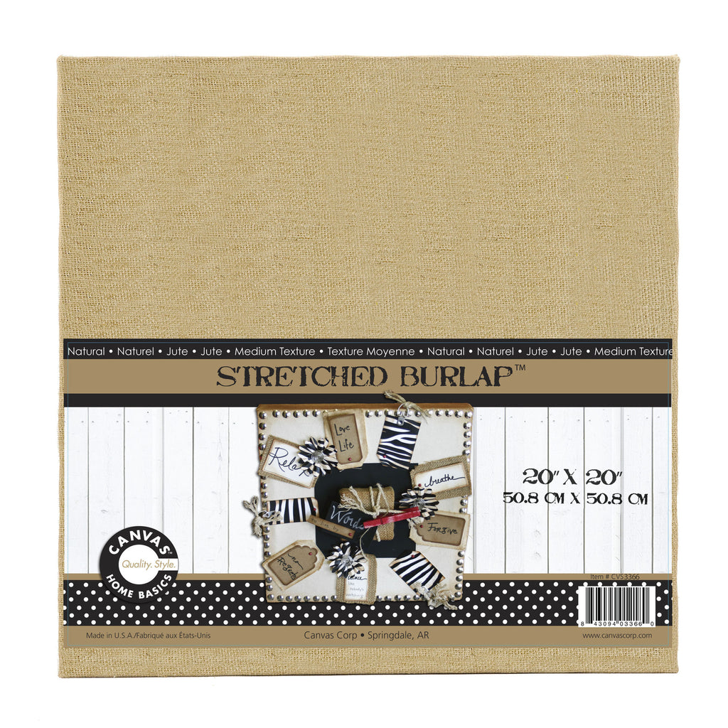 Stretched Natural Burlap - 20 x 20