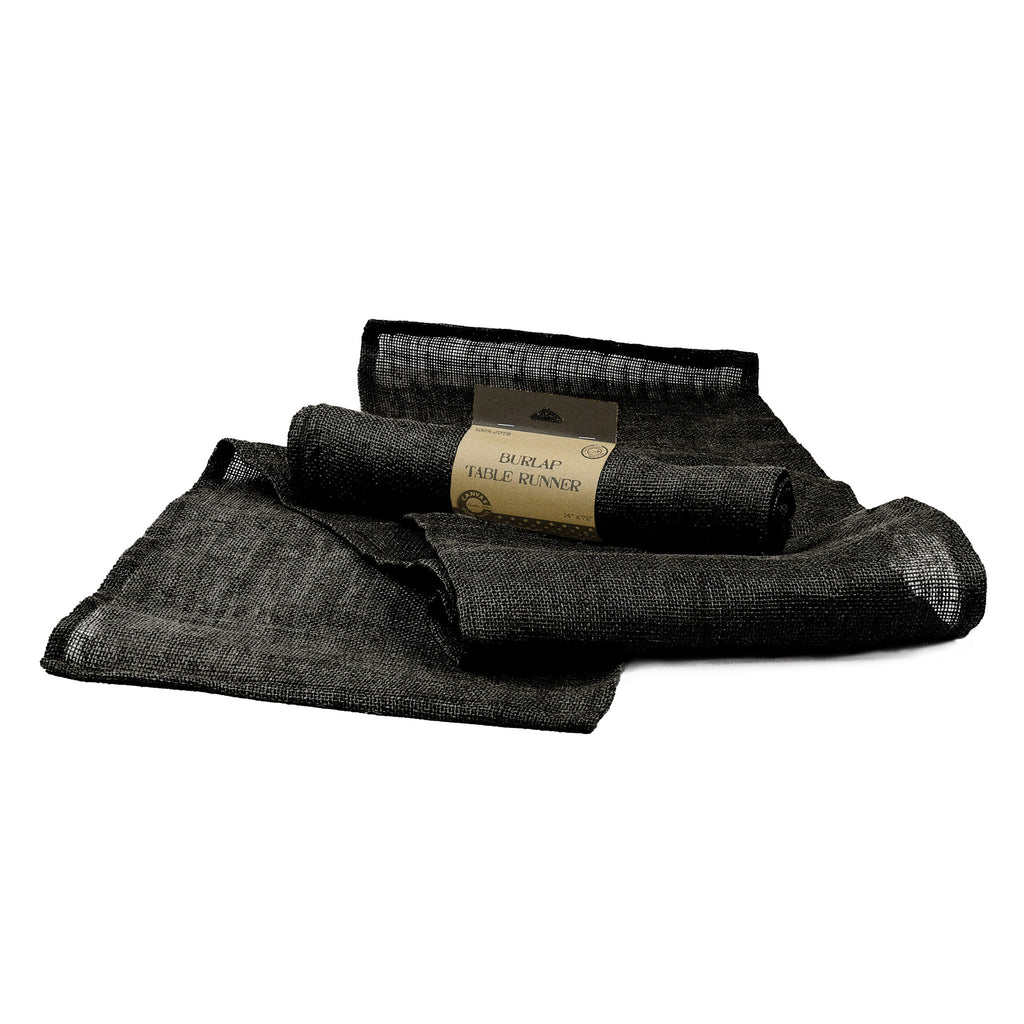 Table Runner - Black Burlap or Black Canvas
