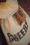 Wine Bag - Rustic Canvas Wine Tote with tie
