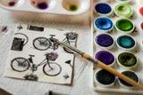The Watering Can: Bikes and Baskets on Ivory Paper