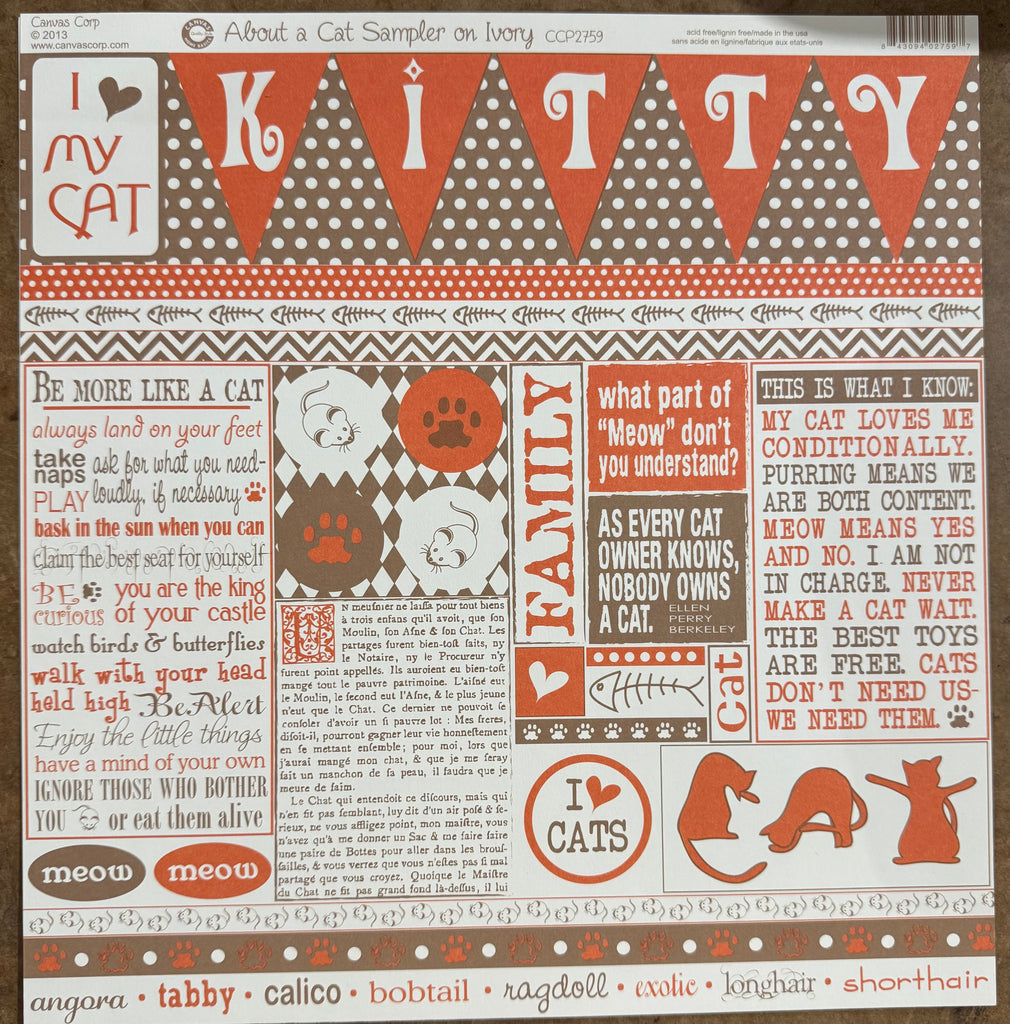 About A Cat Sampler on Ivory Cardstock