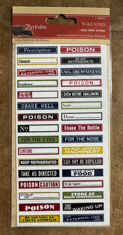 Apothecary (Mini Label Stickers) - WARNING