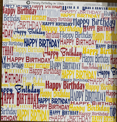 Primary Birthday on White - Cardstock Paper
