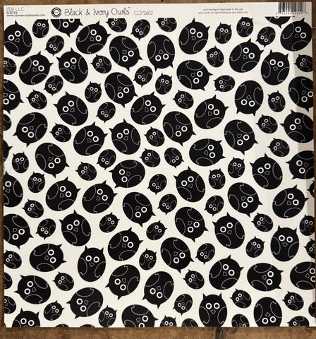 Black & Ivory Owls - Cardstock paper