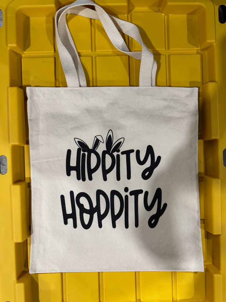 Easter Tote Bag (Black ink - "Hippity Hoppity")