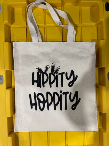 Easter Tote Bag (Black ink - "Hippity Hoppity")