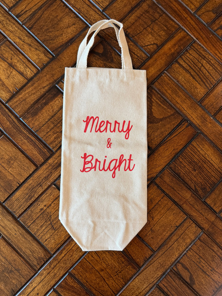 Canvas Wine Tote - Merry & Bright