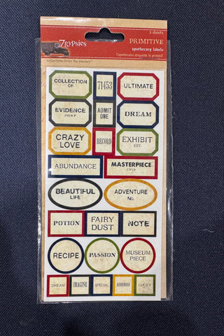 7gypsies - Apothecary Labels - PRIMITIVE - mini stickers