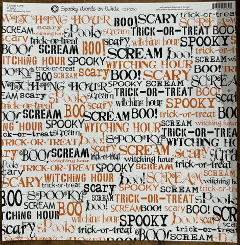 Spooky Words on White - Cardstock Paper