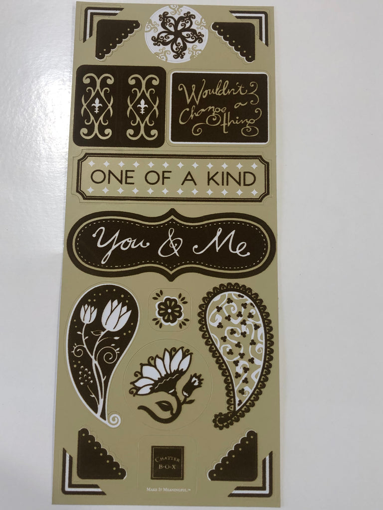 Chatter Box Velvet Cardstock Sticker Sheet - Chocolate & Sand