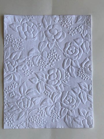 8.5x11 Handmade Paper - Embossed Floral White