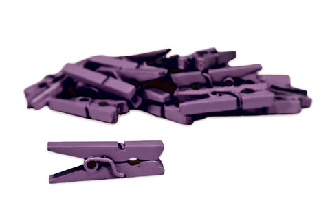 Mini Clothespins - Purple (25 Pieces)